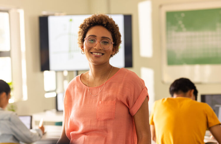 Mature female student in classroom