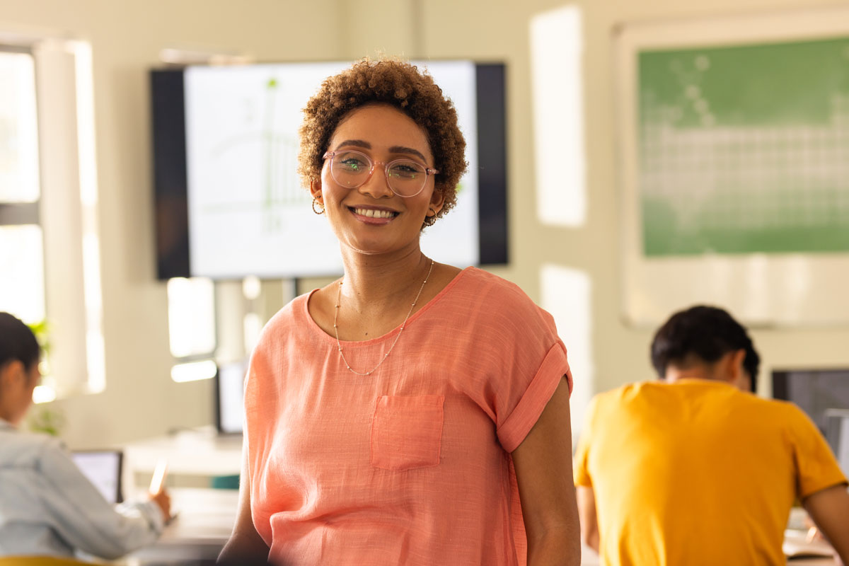 Mature female student in classroom